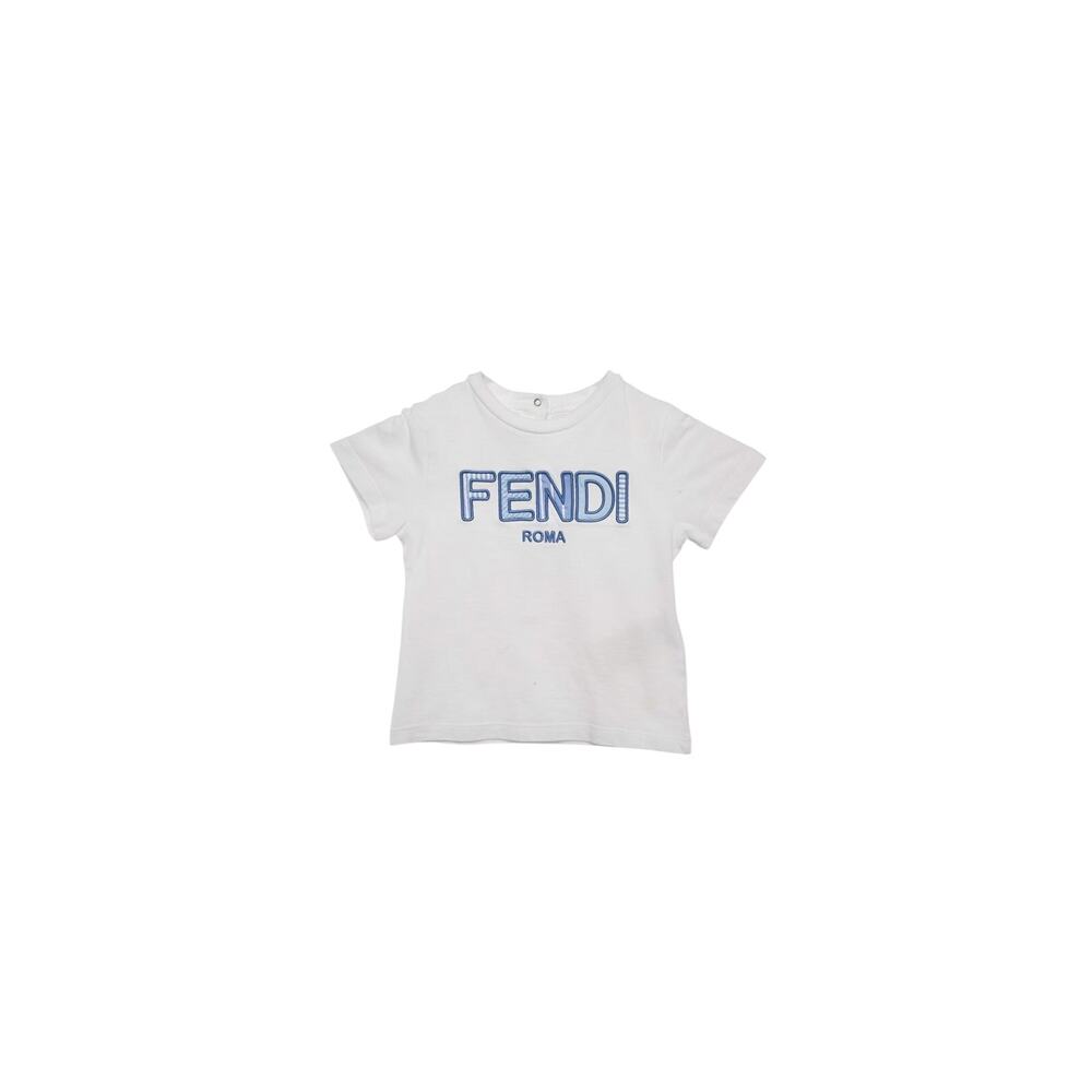 Fendi Kids White Logo Applique Cotton T-Shirt